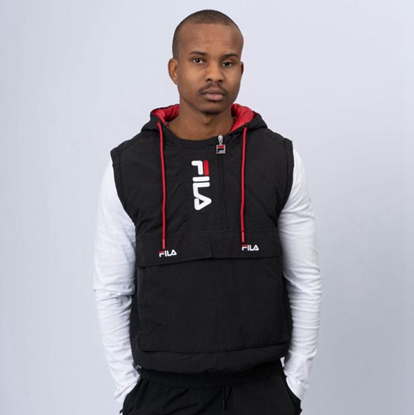 Fila Marco Utility Hooded Men's Vests - Black/Red/White,NZ 940-34012